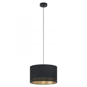 Schwarze moderne Pendelleuchte Stoff, Niko