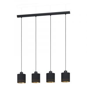 Schwarze moderne Pendelleuchte Stoff, Niko