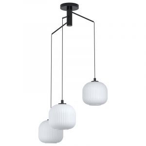 Weiße retro Pendelleuchte Glas, Elvera
