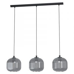 Schwarze retro Pendelleuchte Glas, Elvera