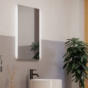 Graue moderne Spiegel mit Beleuchtung Glas, Bibi, 7,1W, warm- bis kaltweiß einstellbare LED, IP44, mit Schalter