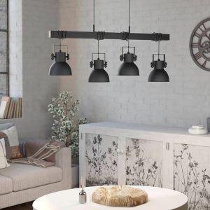 Schwarze industrielle Pendelleuchte Aluminium, Liane
