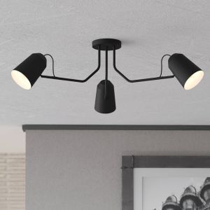 Schwarze industrielle Deckenleuchte Aluminium, Jelco