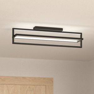 Schwarze moderne Deckenleuchte Aluminium, Lianne, 34W, warm- bis kaltweiß einstellbare LED, 3-stufig dimmbar