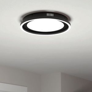 Schwarze moderne Deckenleuchte Aluminium, Thijn, 11,5W, warm- bis kaltweiß einstellbare LED, 3-stufig dimmbar