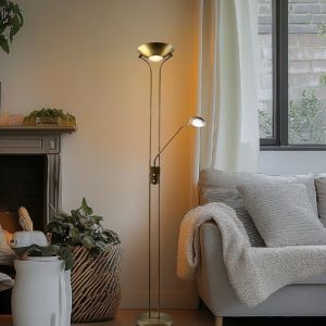 Moderne Leselampe Stehlampe Messing, Salvador, 18W, 3000K LED, mit Schalter