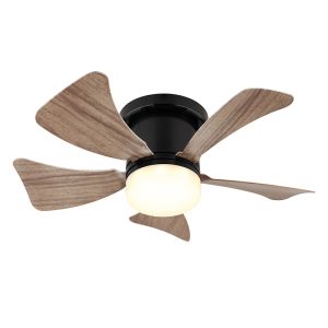 Braune moderne Deckenventilator Kunststoff, Herwin, 10W, warm- bis kaltweiß einstellbare LED, mit Fernbedienung