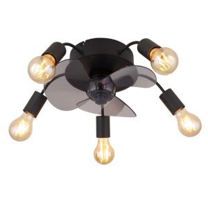 Schwarze moderne Deckenventilator Metall, Kiet, mit Fernbedienung