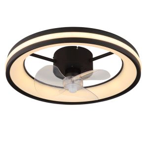 Schwarze moderne Deckenventilator Kunststoff, Klaaske, 30W, warm- bis kaltweiß einstellbare LED, mit Fernbedienung