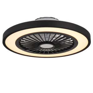 Schwarze moderne Deckenventilator Kunststoff, Komal, 45W, warm- bis kaltweiß einstellbare LED, mit Fernbedienung