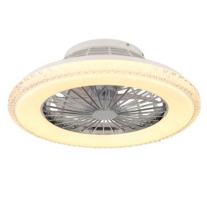 Chrom design Deckenventilator Kunststoff, Lammechien, 40W, warm- bis kaltweiß einstellbare LED, mit Fernbedienung