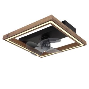 Braune moderne Deckenventilator Kunststoff, Lamyea, 24W, warm- bis kaltweiß einstellbare LED, mit Fernbedienung
