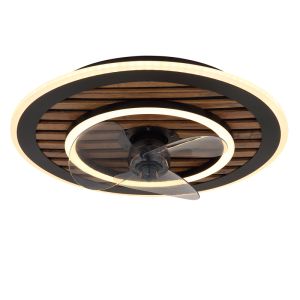 Schwarze design Deckenventilator Metall, Maha, 36W, warm- bis kaltweiß einstellbare LED, mit Fernbedienung