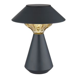 Schwarze moderne Solar Außen Tischlampe Kunststoff, Nasr, 0,06W, 3000K LED, IP44, mit Schalter