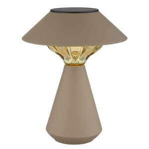 Braune moderne Solar Außen Tischlampe Kunststoff, Nasr, 0,06W, 3000K LED, IP44, mit Schalter