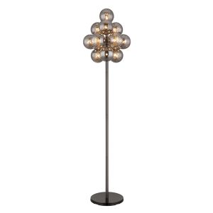 Graue Stehlampe Rauchglas, Ozan, mit Schalter