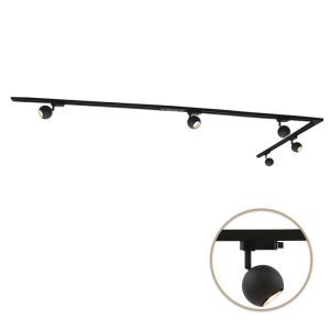 3M schwarzes 1 phase Schienenbeleuchtung System mit Ecke + 5 Alco Strahler