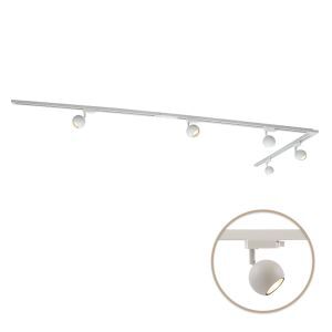 3M weißes 1 phase Schienenbeleuchtung System mit Ecke + 5 Alco Strahler