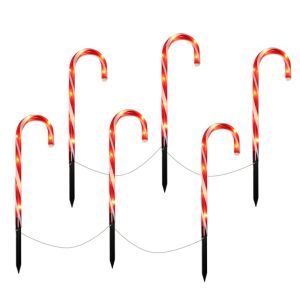 6 Zuckerstangen-Gartenstecker, 8 Positionen, IP44