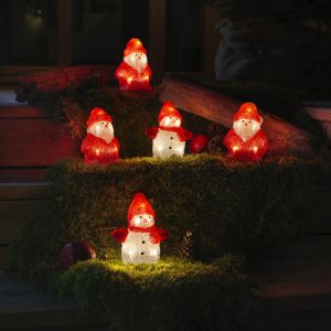 3 LED-Weihnachtsmänner und 2 LED-Schneemänner, für drinnen und draußen