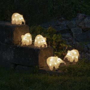 5 LED-Elefanten, für drinnen und draußen