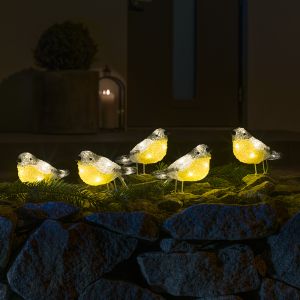 5 LED Kohlmeisen, für drinnen und draußen