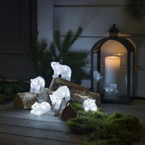 LED-Eisbären, Weihnachtsmotive - 5er-Set für den Innen- und Außenbereich