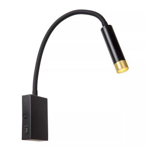 Schwarze Wandstrahler Modern, Alec, mit Schalter