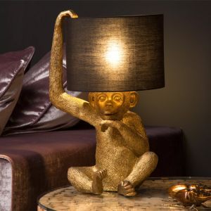 Goldene Tischleuchte Retro, Extravaganza Chimp, mit Schalter