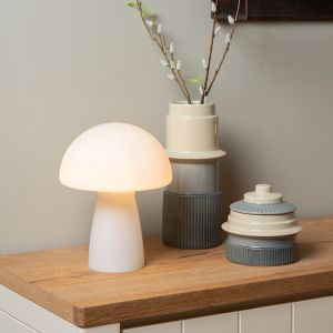 Weiße Tischleuchte Modern, Fungo, mit Schalter