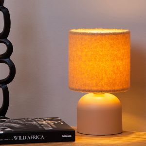 Gelbe Tischleuchte Vintage, Woolly, mit Schalter