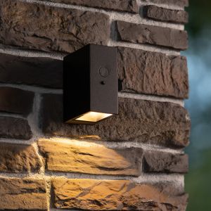 Schwarze Solar Außen Wandleuchte Modern, Bolton, 1W, 2850K LED, IP54