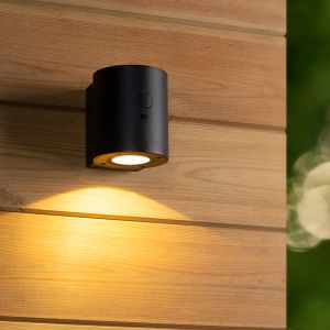 Schwarze Solar Außen Wandleuchte Modern, Perth, 1W, 2850K LED, IP65