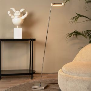 Chrom Leselampe Stehlampe Modern, Aaron, 12W, 2700K LED, mit Touch-Dimmer