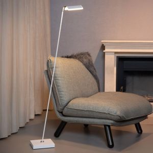 Weiße Leselampe Stehlampe Modern, Aaron, 12W, 2700K LED, mit Touch-Dimmer