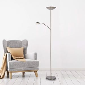 Chrom Leselampe Stehlampe Modern, Zenith, 20W, 3000K LED