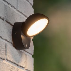 Schwarze Außen Wandleuchte mit Dämmerungsmelder Modern, Finn, 12W, 3000K LED, IP54