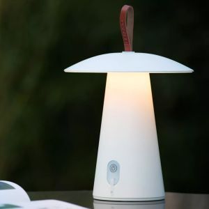Weiße aufladbare Außen Tischlampe Modern, La Donna, 2W, 2700K LED, IP54, mit Schalter