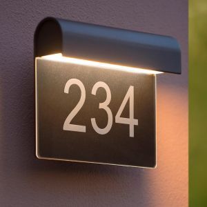 Schwarze Hausnummer Beleuchtung Modern, Thesi, 6W, 3000K LED, IP54
