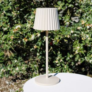 Beige Außen Tischleuchte Landhaus, Justine, 2W, 2700K LED, IP54, mit Touch-Dimmer