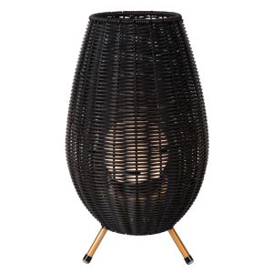Schwarze Außen Tischleuchte Landhaus, Colin, 3W, 3000K LED, IP44, 3-stufig dimmbar