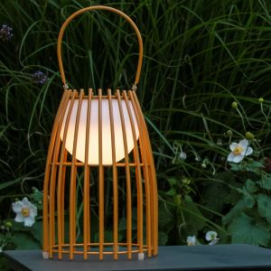 Braune Außen Tischleuchte Retro, Fjara, 0,3W, 2700K LED, IP44, mit Touch-Dimmer