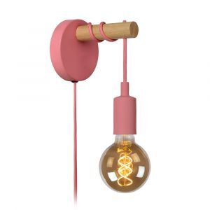 Rosa Kinder Wandleuchte Modern, Paulien, mit Schalter