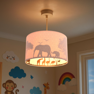 Pink Kinder Pendelleuchte Safari, Stoff