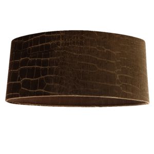 50 cm Ovaler Samt Lampenschirm Braun Kroko Stoff, Emilius