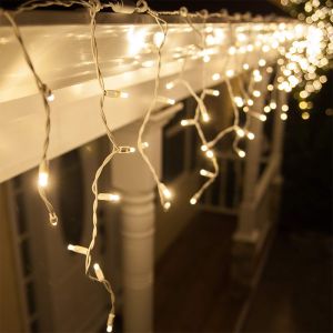 10M verbindbares Eiszapfenlicht, weiße Schnur, IP67, 70 cm hoch - warmweiß