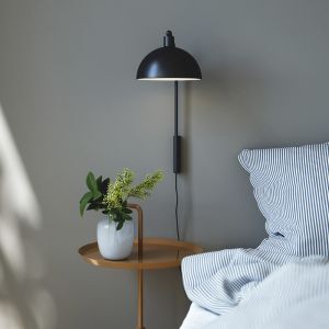 Schwarze Wandleuchte Aluminium, Ellen, mit Schalter