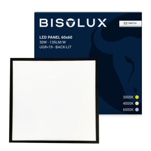 Schwarzes LED Panel 60x60 - 100 lm/W - UGR<19 - Einstellbares Weiß - Back-lit