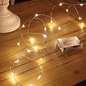 2 m LED-Kabelbeleuchtung an der Batterie, 40 LEDs, warmweiß