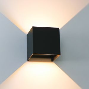 Schwarze moderne Up down Wandleuchte Aluminium, Dion, 7W, dim to warm LED, IP65